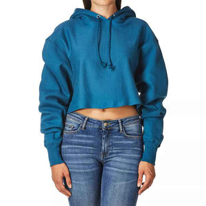 Sudaderas con capucha recortadas de manga larga de algodón 100% para mujer con logotipo personalizado Sudaderas de invierno al por mayor - Product Image 6