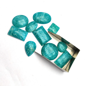 10 ชิ้นธรรมชาติ Amazonite 10-20 มม.รูปไข่ลูกแพร์รอบสี่เหลี่ยมผืนผ้า Cabochon 51.6 กรัมจํานวนมาก Iroc ขายฟรีขนาดผสมรูปร่างอัญมณีหลวม - Product Image 2