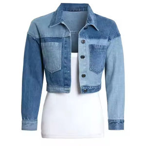 แจ็กเก็ตยีนส์ผ้าฝ้าย100% สำหรับผู้ชายและผู้หญิงเสื้อผ้าลำลองกันยับน้ำหนักเบามีปกตั้ง - Product Image 5