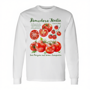 T-shirt a maniche lunghe con grafica Pomodoro Italia, abbigliamento promozionale ispirato all'Italia - Product Image 2