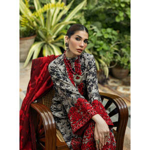 Zainab Chottani 3-teilige Frühjahr/Sommer-Kollektion Elegantes Atmungsaktives Besticktes Bedrucktes Chiffon-Hemd mit Dupatta und Hose BIC-2524 - Product Image 6