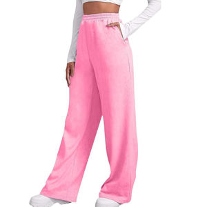 Vente en gros de pantalons pour femmes de luxe personnalisés en rose foncé pantalons en cachemire doux pour femmes vêtements pour femmes de grande taille - Product Image 3