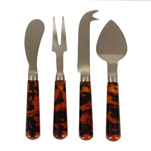 Juego de servicio de tartas de estilo occidental, mango de mármol, servidor y rebanador de pastel de plata, mango rústico, cortador y servidor de pastel de boda - Product Image 2