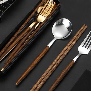 Ensemble de couverts en acier inoxydable et en bois de haute qualité, parfait pour les restaurants de luxe et l'utilisation à la maison - Product Image 1