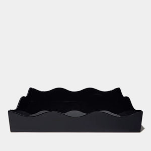 Wave Edge <b>Lacquer</b> Tray Decorative Serving Tray Sculptural Rim Design <b>Matte</b> Finish Artistic Display Tray For Modern Home Styling - Product Image 1