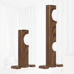 Ensemble de tringles à rideaux en fer imitation bois KYOK 28 mm, embouts rainurés aspect bois, tringle à rideaux en acier robuste - Product Image 5
