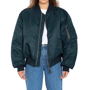 New Cole Women's <b>Silver</b> Real Sheepskin Leather Bomber <b>Jacket</b> Ribbed Trim Zipper Front Custom Logo Branding Cotton Knitted - Product Image 1