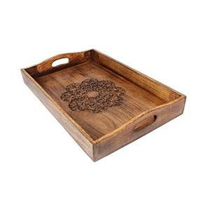 Plateau de service en bois d'acacia Fruits secs Plateaux de table décoratifs Décoration intérieure Plateau décoratif en bois - Product Image 3