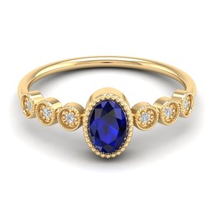 Anillo REYES Exquisito con Zafiro Azul y Moissanita, Personalizado en Oro Rosa de 14K, Regalo de Boda o Compromiso, Joyería Fina para Mujer - Product Image 6