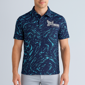 Chemise de golf pour homme personnalisée, en polyester biologique, avec protection solaire SPF 30, impression intégrale par sublimation, 85% polyester, 15% élasthanne, vêtements de golf performants - Product Image 2