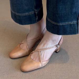 Nouvelles sandales à talons confortables pour femmes, chaussures tendance polyvalentes, talons hauts décontractés, élégance rétro, chaussures de marche pour femmes - Product Image 3