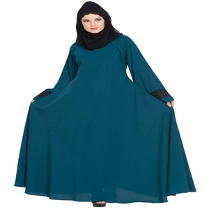 2024สองชิ้นสำหรับมุสลิมอาบายาแขนเต็มรูปแบบผ้าพันคอสีฟ้าและสีขาวดีไซน์ใหม่ล่าสุด - Product Image 4