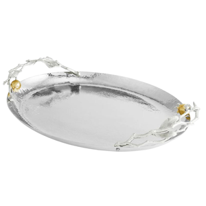 Elegante bandeja de servicio de acero inoxidable, detalles de mariposa dorada, acabado pulido para catering, exhibición de postres, hoteles, restaurantes - Product Image 5