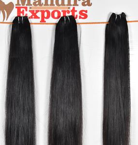 Extensions de cheveux humains du temple indien à cuticule droite noire de couleur naturelle vierge non traitée - Product Image 6