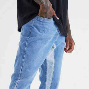 Jambes larges lâches couleur bleu clair hommes Denim Jeans pantalon avec longue longueur large bas homme Jean pantalon droit respirant - Product Image 6