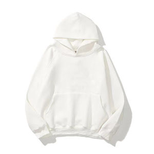 Fabricants Coton mélangé de haute qualité Impression personnalisée du logo Pull-over Pull-over Oversize Solid Color Hommes Sweat-shirts à capuche - Product Image 4