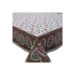 Manteles de algodón 100% hechos a mano con exquisito diseño floral cubierta de mesa impresa de bloque redondo para suministro a granel - Product Image 5