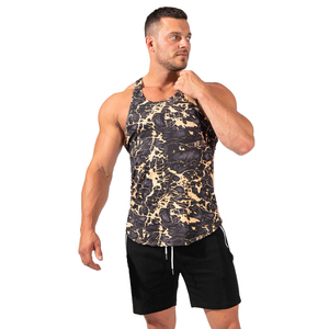 Gran oferta de camisetas sin mangas deportivas para gimnasio para hombre, impresas personalizadas con etiqueta de logotipo, tela elástica de poliéster transpirable, ajuste de diseño fiable - Product Image 3