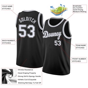 Camiseta de baloncesto de material de poliéster OEM en color negro gris y blanco Ropa deportiva Mejor diseño Peso ligero 2024 Nueva llegada - Product Image 2