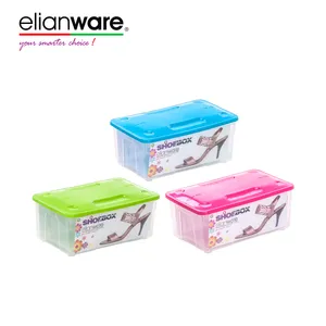 Elianware-caja de zapatos de plástico transparente multiusos, venta al por mayor, fácil de usar, a prueba de polvo