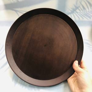 Grande assiette ronde en bois naturel, plateau de service en bois, fabrication artisanale fabriquée par VITRAPRO - Product Image 4