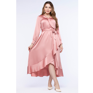 Qualité Choix Manches Longues Femmes Wrap Robe Confortable OEM ODM Plus Size Party Style Personnalisé avec Logo sur le Dos - Product Image 2