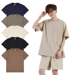 Offre Spéciale hommes col rond décontracté à manches courtes T-Shirt 100% coton hiver caractère surdimensionné coupe ample Long Jersey tissu imprimé - Product Image 1