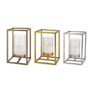 เชิงเทียนกรอบสี่เหลี่ยมทำจากทองเหลืองโลหะพรีเมี่ยมสีที่กำหนดเองโคมไฟแก้วเงินสีทองสำหรับตกแต่งบ้านแนะนำคริสต์มาส - Product Image 5