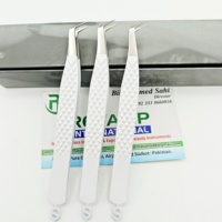 Pince à épiler professionnelle en métal pour extensions de cils, anti-statique, à pointe fine, de précision, durable, avec logo personnalisé gratuit, pour volume et usage privé