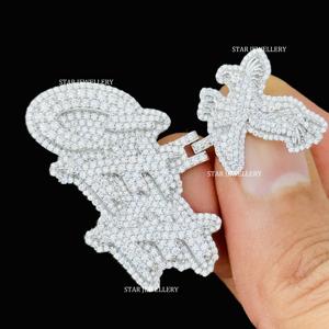 Pendentif lettre VVS Moissanite, pendentif personnalisé en argent sterling 925 VVS Moissanite glacé, pendentif Moissanite VVS glacé - Product Image 5