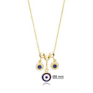 Pendentif de collier shaker en émail œil perlé, motif œil turc, bijoux artisanaux en argent sterling 925, vente en gros - Product Image 1