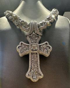 925 argent personnalisé croix pendentif rond Moissanite diamant Hip Hop bijoux glacé charme collier cadeau d'anniversaire - Product Image 1