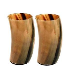 Verres à bière en verre fait main en agate Viking naturelle Dirking pour le vin et l'eau avec corne de buffle pour une expérience de consommation unique - Product Image 5