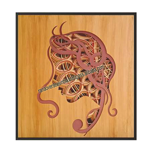 Panel de MDF montado en la pared de madera multicapa cortado con láser, arte de pared con patrón de cabeza femenina para decoración de oficina, hogar, Hotel - Product Image 5