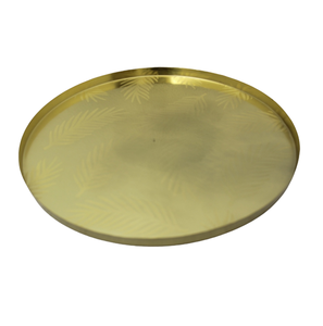 Plato de hierro de forma redonda para servir, plato Chapado en latón de Color dorado, plato y bandeja para servir comida en restaurante hecho a mano - Product Image 2