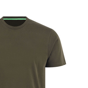 Men's Olive Green Short Sleeve O-Neck T-<b>Shirt</b> Regular Fit Casual Knitted Solid Color Plain Dyed Design - Product Image 3