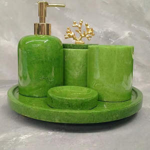 Modern Resin Bathroom Set Handmade Vanity Accessories <b>Soap</b> <b>Dish</b> Toothbrush <b>Holder</b> Tumbler Tray Elegant Contemporary Decor - Product Image 3