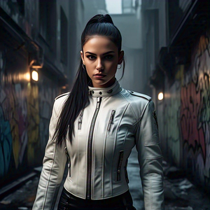 Chaquetas de motor de cuero Vintage de alta calidad para mujer, chaqueta de cuero ajustada con bolsillo en el pecho para mujer - Product Image 6