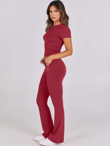 Comodidad y estilo de cintura alta con tela elástica suave de cuatro vías diseñada para un estilo de vida activo en mallas de Yoga de longitud completa de primera calidad - Product Image 2