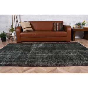 Tapis vintage 5x8,3 pieds, tapis turc noir uni en laine - Product Image 2