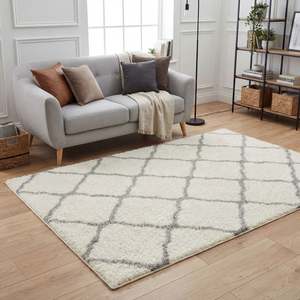 พรมขนสั้นสีงาช้างสไตล์โมร็อกโก Netline Home รุ่น 700-Plush ผลิตด้วยเครื่องจักร สำหรับห้องนั่งเล่น กว้าง 4 เมตร รูปทรงสี่เหลี่ยมผืนผ้า ลายคลาสสิกแบบนามธรรม - Product Image 2
