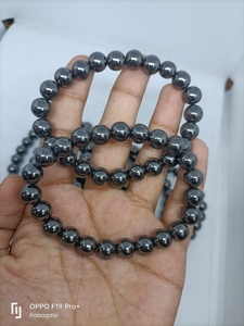 Hematite Bead <b>Bracelet</b> Polished Metallic Gemstone Jewelry Handmade Stretch Crystal <b>Bracelet</b> for Everyday Style and Wellness - Product Image 1
