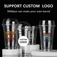 Vasos Desechables Transparentes de PET con Tapa y Logotipo Personalizado, 8, 12, 16, 20, 24, 32 oz, para Bebidas como Smoothies y Batidos