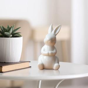 Décoration de Pâques Sculpture de lapin blanc assis mignon lapin Figurine intérieur décor à la maison objet prix bon marché - Product Image 6