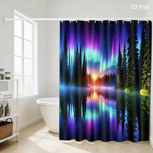 Custom Printed Waterproof Shower Shower <b>Curtain</b> for Bathroom Waterproof Polyester <b>with</b> <b>Hooks</b> - Product Image 1