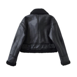 Veste bomber en cuir pour femmes sur mesure en gros 2026, veste d'hiver de luxe avec garniture en fausse fourrure, veste bomber élégante pour femmes, fabricant - Product Image 2