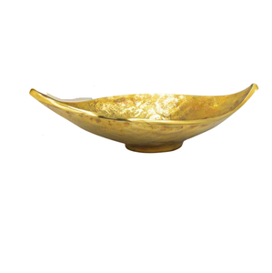 Plat ovale décoratif en laiton élégant avec finition dorée de haute qualité, excellent pour servir les noix sur la table à manger à la maison - Product Image 1