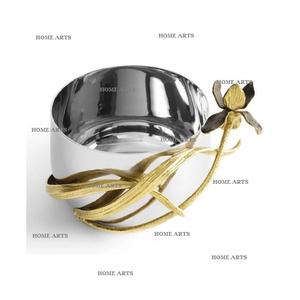 Bol décoratif en acier inoxydable, couleur argent et or, taille personnalisée, pour desserts et collations, utilisation à la maison et pour les fêtes, en vente - Product Image 1