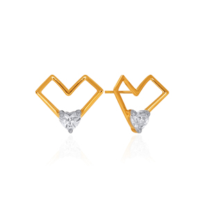 Pendientes de Diamantes con Corte de Corazón, Chapados en Oro Amarillo, Minimalistas, para Uso Diario de Mujeres - Product Image 3