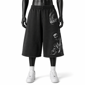 Pantalones Cortos Deportivos para Hombre, Estampados, Holgados, Estilo Urbano, de Algodón, Hasta la Rodilla, Cintura Elástica, OEM - Product Image 1
